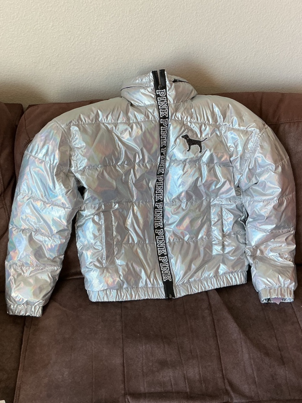 Victoria’s Secret PINK 2017 Fashion Show Iridescent Silver Puffer Jacket